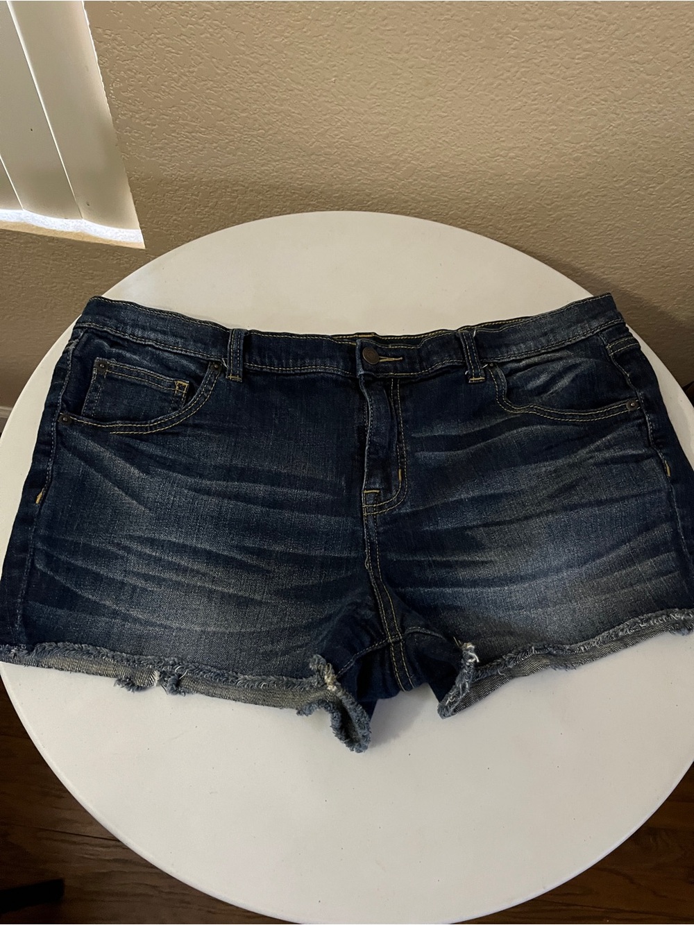 Mossimo Supply Co. Dark Blue Frayed Denim Shorts